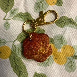 Gold and Red Flower Keychain